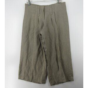Isda & Co Pants 6 Taupe Linen Wide Leg Crop Lagenlook Trousers